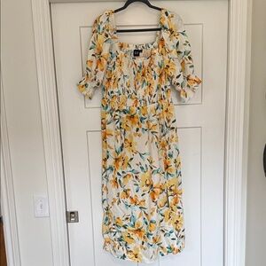 GAP Yellow and White Floral Midi Dress